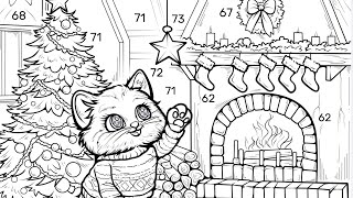 Color Up Christmas Cat  Coloring Timelapse [upl. by Telocin]