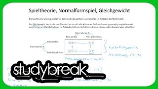 Spieltheorie Normalformspiel Gleichgewicht  Volkswirtschaftslehre [upl. by Ynaffi]