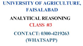 UAF MPhil amp PhD Test Preparation Class 3  UAF Postgraduate Admissions  Analytical reasoning [upl. by Arotal]