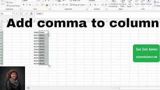 How to add a Comma to a Column of Data in Excel [upl. by Mcneely]