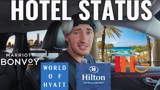 How To Get Hotel Status With Marriott Hilton Hyatt amp IHG [upl. by Ahsar]