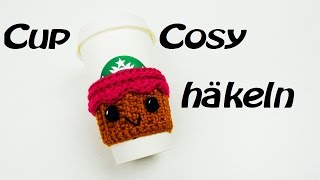 Cup cozy HÄKELN  Tassenhalter  individuell anpassen [upl. by Imelda]