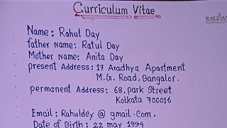 CV in English  Curriculum Vitae  How to write Curriculum Vitae  English  English CV Writing 2024 [upl. by Dougy]