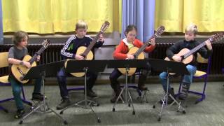 Young guitarquartet play Courante by Michael Praetorius [upl. by Adianes]