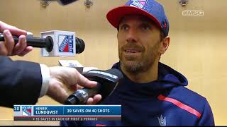 Henrik Lundqvist Reacts After Stellar 39Save Effort Against Sabres  New York Rangers Postgame [upl. by Ahsikam]