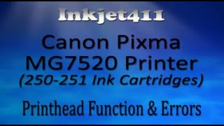 Canon Pixma MG7520 Printer  Printhead Function amp Errors 250 251 Ink Cartridges [upl. by Esac436]