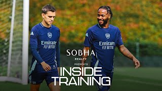 RAHEEM STERLING  First Arsenal session with the squad at Sobha Realty Training Centre [upl. by Koral50]