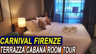 CARNIVAL FIRENZE  Terrazza Cabana Room Tour 5204 [upl. by Akeme]