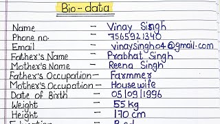 How to write biodataResume  Biodata format  Biodata kaise banaye  BIOData बनाना सीखे [upl. by Ledarf]