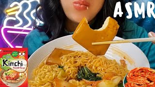 ASMR Nongshim Kimchi Tofu Ramen Noodles Eating Sounds No Talking Mukbang  recipe [upl. by Laicram66]