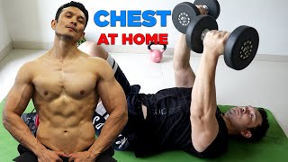 FULL CHEST WORKOUT at HOME NO GYM  Only DUMBBELLS [upl. by Surad492]