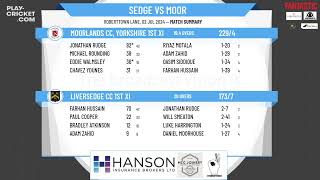 Liversedge CC 1st XI v Moorlands CC Yorkshire 1st XI [upl. by Aikemet525]