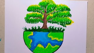 world Environment Day Drawing  Environment Day Poster Drawing Tutorial  Environment Day Drawing [upl. by Notyal744]