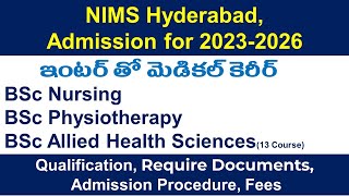 NIMS Admission for 20232026 BSc Nursing BPT BSc Allied Health Science courses Admissions [upl. by Okihcas]