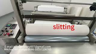 Non Woven Fabric Roll Perforating Line Cutting Rewinding Machine [upl. by Kylen]