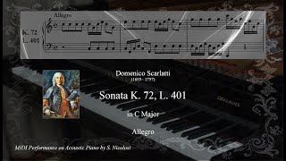 D Scarlatti Sonata in C Major K 72 L 401 Allegro Piano [upl. by Gipps]