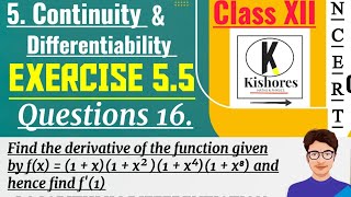 Exercise 55 Q16 Class 12 Maths  differentiation  maths [upl. by Bat]