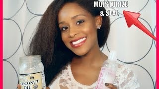 NATURAL HAIR  HOW TO MOISTURIZE amp SEAL FLAT IRONED HAIR [upl. by Cattier477]