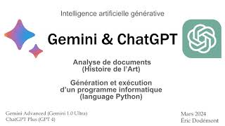 Gemini amp ChatGPT  Analyse dimages et de documents  Génération et exécution dun programme Python [upl. by Ateiram]