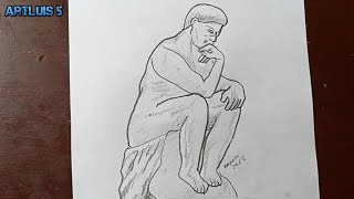 How to draw the sculpture of THE THINKER [upl. by Jacquenette]