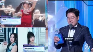 Babymonster Jennie and Newjeans Winning quotFans Choice Female Top 10quot at MAMA Awards 2024 [upl. by Hourihan]