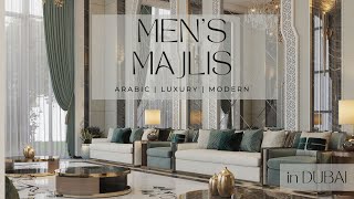 Grand Formal Arabic Mens Majlis seating interior design in a palace house in Dubai [upl. by Eitten]