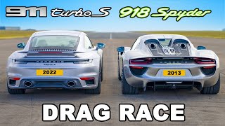 Porsche 918 Spyder v 911 Turbo S DRAG RACE [upl. by Eldred72]