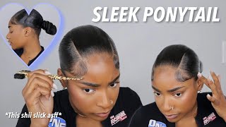 HOW TO  SLEEK PONYTAIL WITH BRAIDING HAIR sleekpontail natural ponytail  Eva Williams [upl. by Ykcir571]