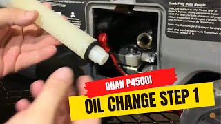 Onan P4500i Inverter Portable Generator  Oil Change Step 1 [upl. by Eceinart]