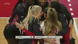 Highlights No 4 Louisville Volleyball vs Miami [upl. by Kurtzig]