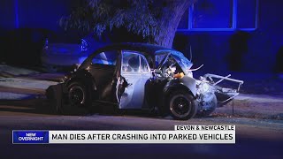 Man dies after crashing into parked cars on Northwest Side [upl. by Kempe]