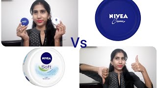 Nivea cream Vs Nivea soft light moisturizerreview and differences in telugu [upl. by Adlev]