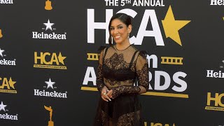 Stephanie Beatriz attends the 5th Annual HCA Film Awards red carpet in Los Angeles [upl. by Yrrej]