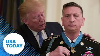 President Donald Trump issues the medal of honor  USA TODAY [upl. by Latnahs976]