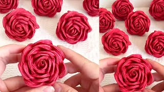 Ribbon Flowers How to make Ribbon FlowersRibbons Rose Flwers [upl. by Norrad955]