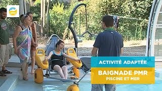 Baignade adaptée PMR  Villa Anaé avec Tiralos et Hippocampe  Pôle handinautique de Hyères [upl. by Enived]