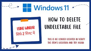 Item not found error  How to delete undeletable file  Window not able to delete the Folder [upl. by Wilek]