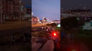 Stunning view across Jubilee Gardens Blackpool with Tram illuminations and Seafront [upl. by Esyle]