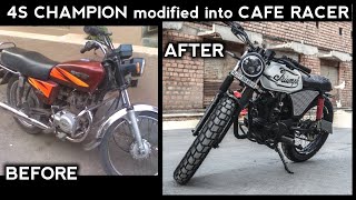 4S CHAMPION modified into CAFE RACER  BAJAJ  KAWASAKI  RAMDEV CUSTOM BIKE [upl. by Inahteb]