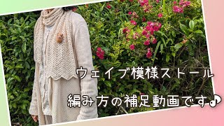 ウェイブ模様ストールの補足動画です♪ 毎段 同じ模様を編むだけ♪ レース糸と生成り糸を引き揃えてストールを編んでみました♪【かぎ針】 crochet shawl ～編み物 Vlog 194～ [upl. by Buchbinder779]