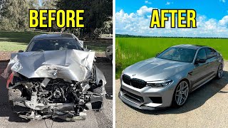 FULL BUILD  REBUILDING A CRASH DAMAGED BMW M5 COMPETITION [upl. by Aicatsan]