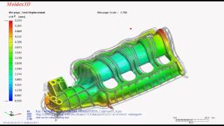 Moldex3D  Warpage Total Displacement of Engine Part [upl. by Tisman533]