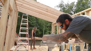 LoadBearing Walls  Roof Rafters Finished  Cabin Build Off Grid [upl. by Maren]