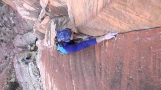 Classic Finger Crack Climbing at Red Rock Canyon Dave Allfrey climbing Seduction Line 512a [upl. by Carpet]