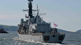 HMS SOMERSET F82 LEAVES DEVONPORT NAVAL BASE AT MUTTON COVE  22nd May 2017 [upl. by Oran573]