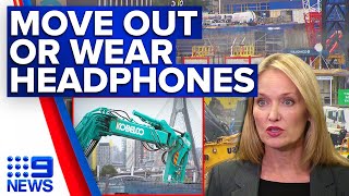 Free headphones or hotel rooms for constant Westconnex construction noise  9 News Australia [upl. by Yelad]