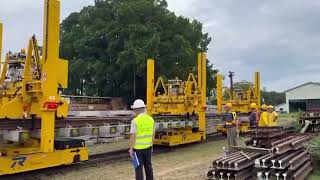 Geismar PEMLEM gantries carrying a preassembled track section [upl. by Ephrayim]