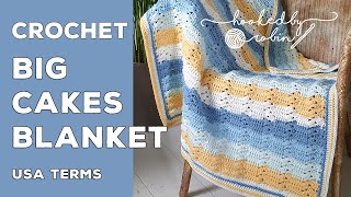 Crochet Caron Big Cakes Blanket EASY ONE ROW REPEAT [upl. by Efrem227]