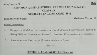 class 11 english paper Final exam 2024 solution english question paper class 11  morning shift [upl. by Vigor647]