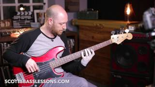 Using Diminished Arpeggios over Dominant Chords A7  Quick Riff  Scotts Bass Lessons [upl. by Suoivatra396]